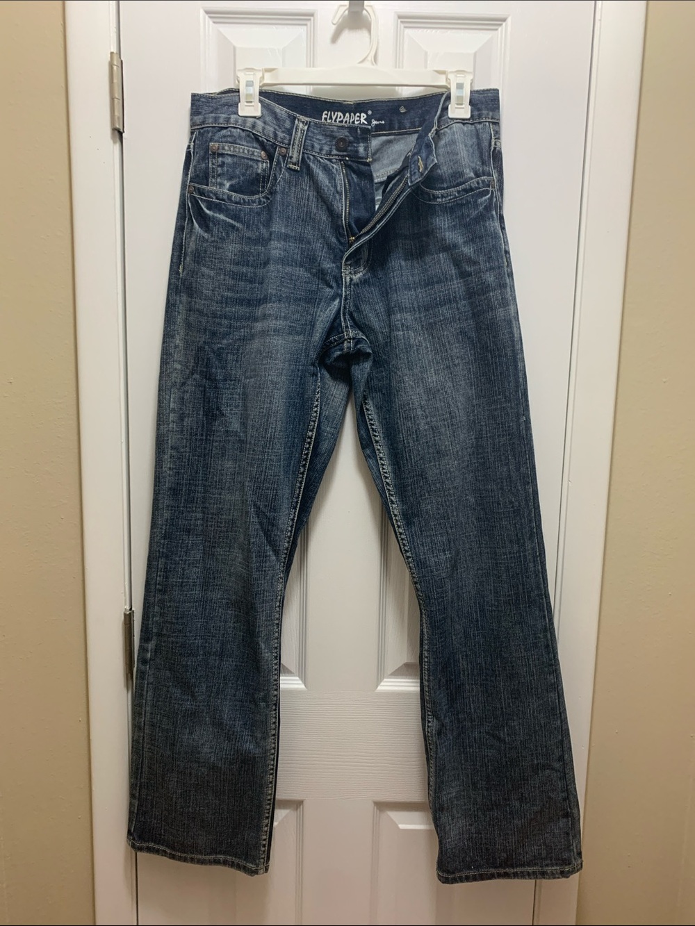 Flypaper Men's Straight Leg Jeans in Dark Blue Denim 30x32